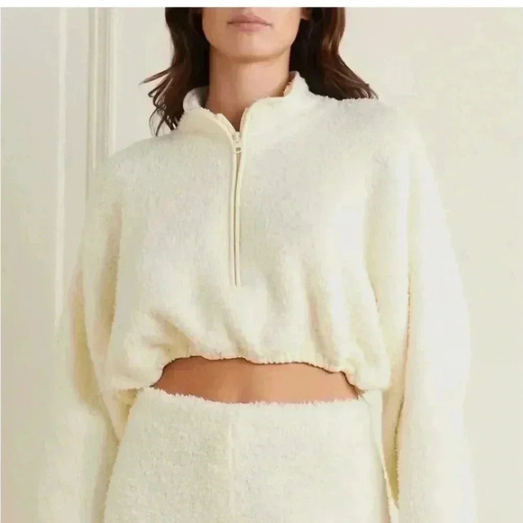 SKIMS cozy knit cropped quarter zip SMALL/MEDIUM - Picture 2 of 7